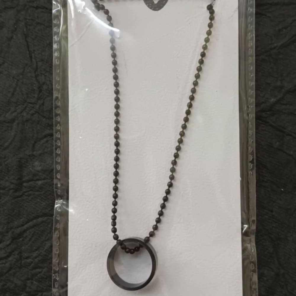 Elegant Small Black Round Shape Pendant Necklace for Men - Image 4
