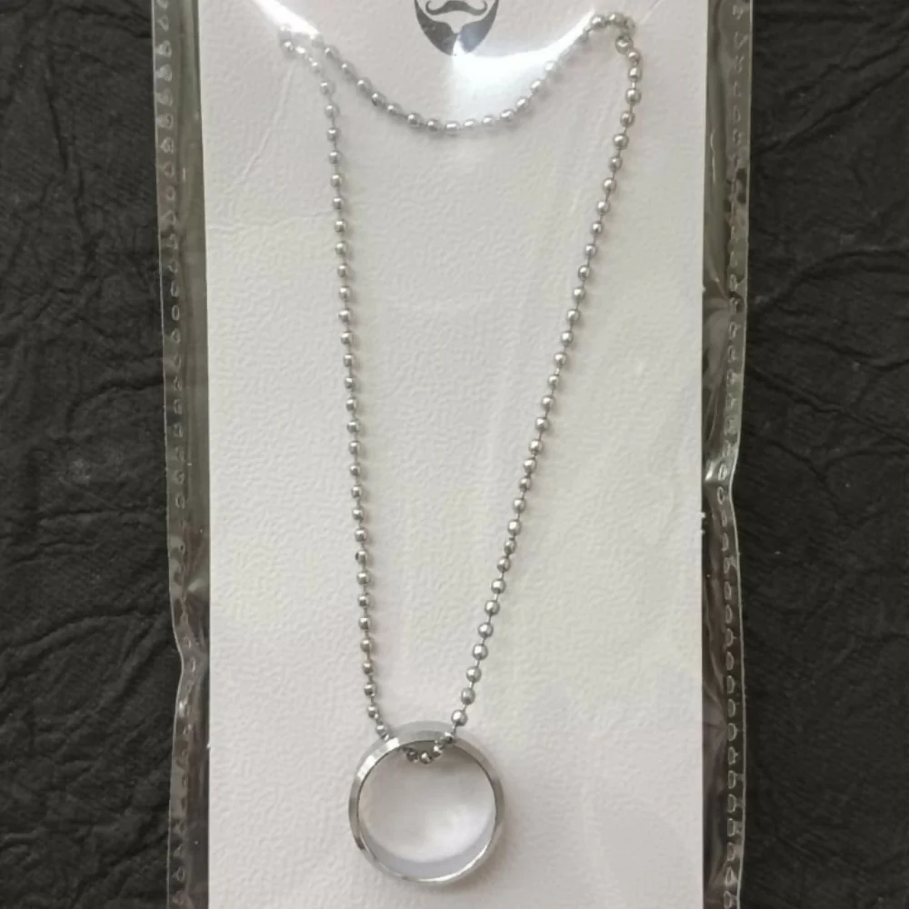 Elegant Small Silver Round Shape Pendant Necklace for Men - Image 5