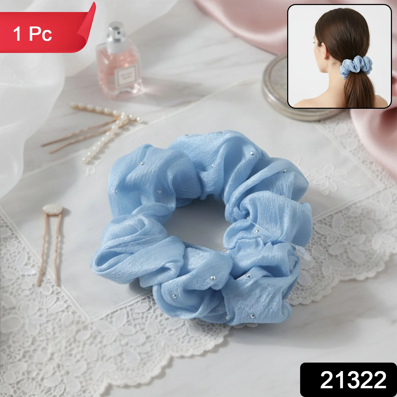 Elegant Soft Fabric Hair Scrunchie (1 Pc) - Image 2
