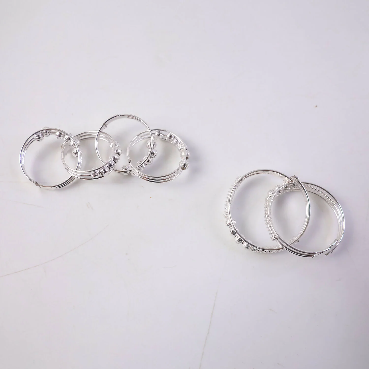 Elegant Sterling Silver Toi et Moi Inspired Beaded Ring Set - Image 5