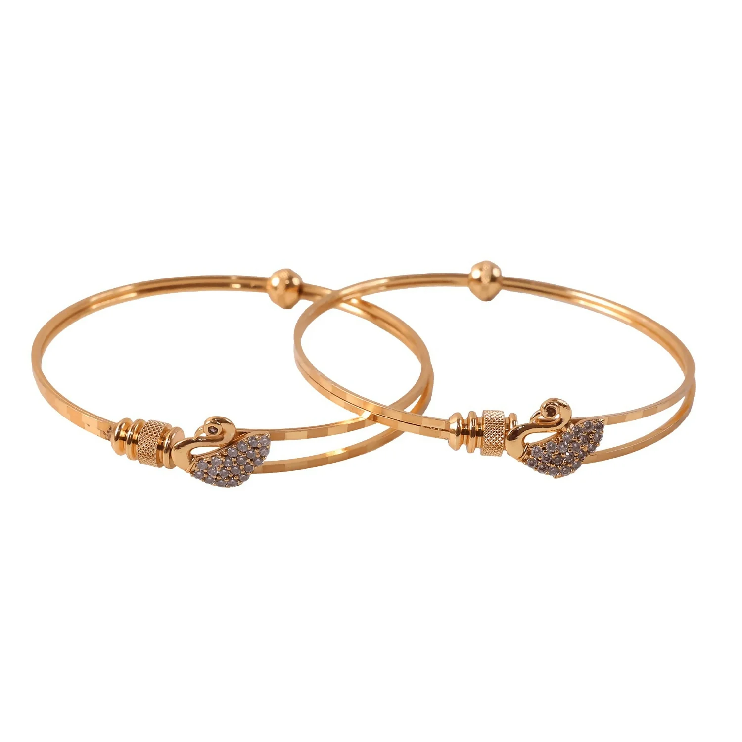 Elegant Swan Crystal Adjustable Gold Finish Bangles for Women - Image 5