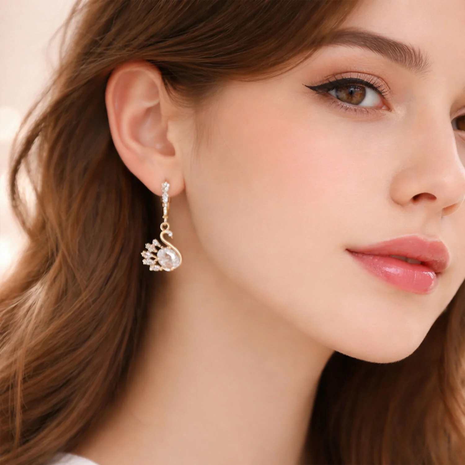 Elegant Swan Design Stone Drop Earrings for Women & Girl - Image 2
