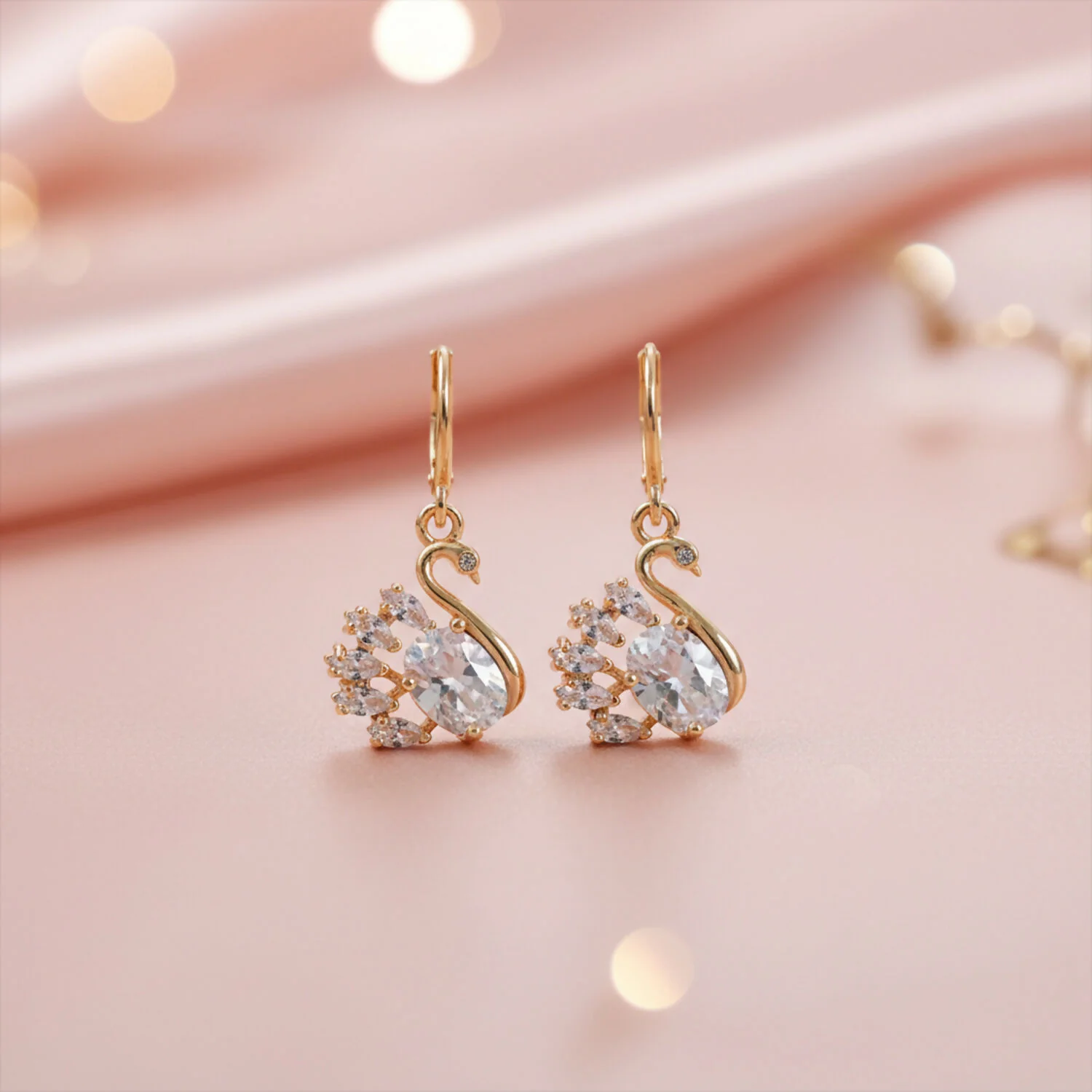 Elegant Swan Design Stone Drop Earrings for Women & Girl - Image 3