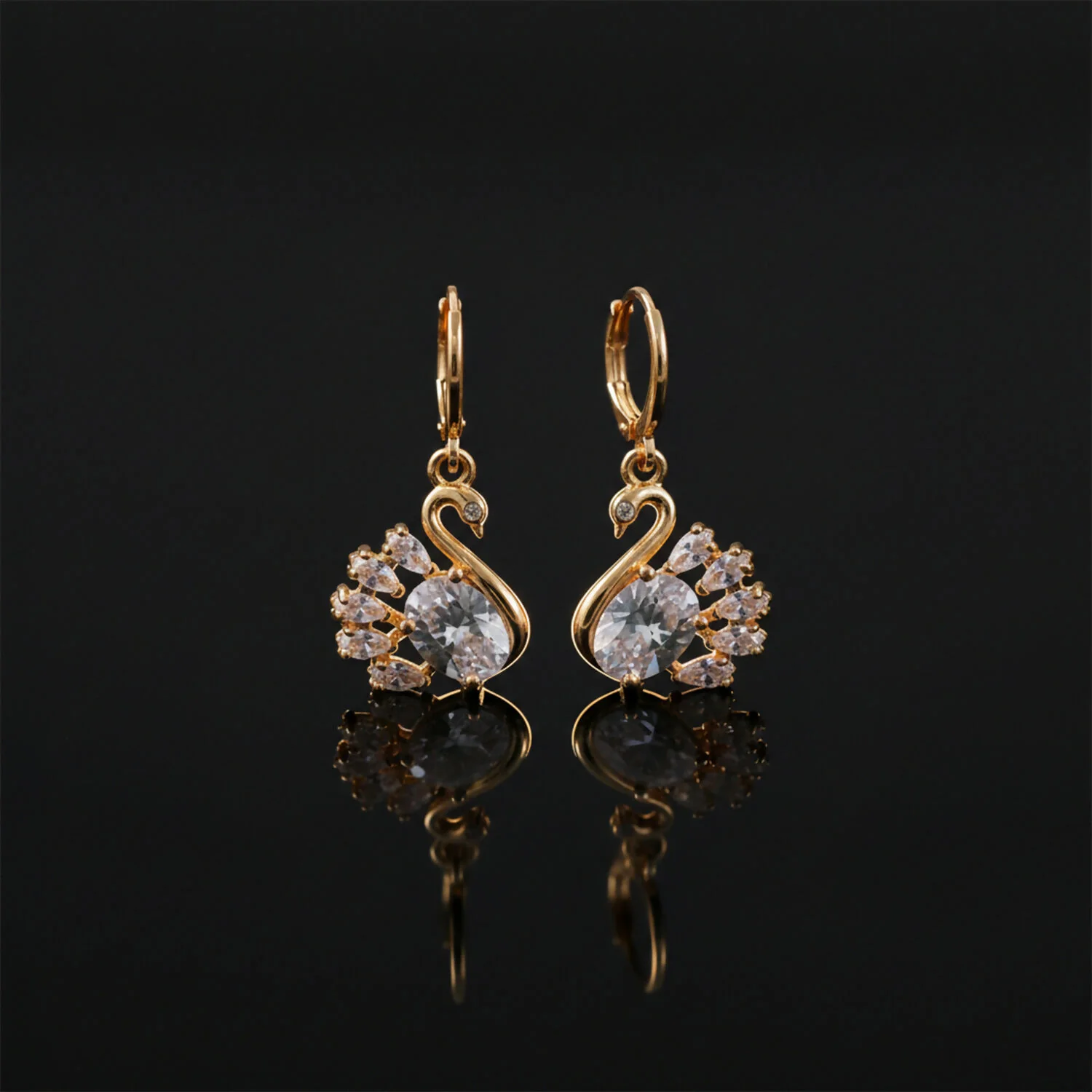 Elegant Swan Design Stone Drop Earrings for Women & Girl - Image 4