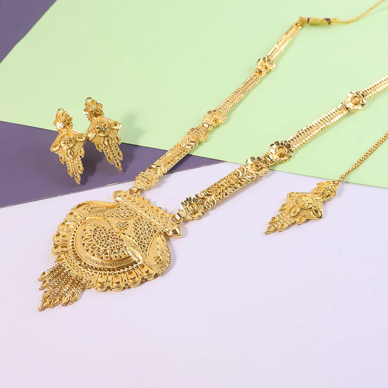 Elegant Traditional Gold-Plated Long Necklace Set for Bridal & Festive Wear - Image 2