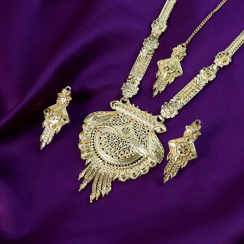 Elegant Traditional Gold-Plated Long Necklace Set for Bridal & Festive Wear - Image 4