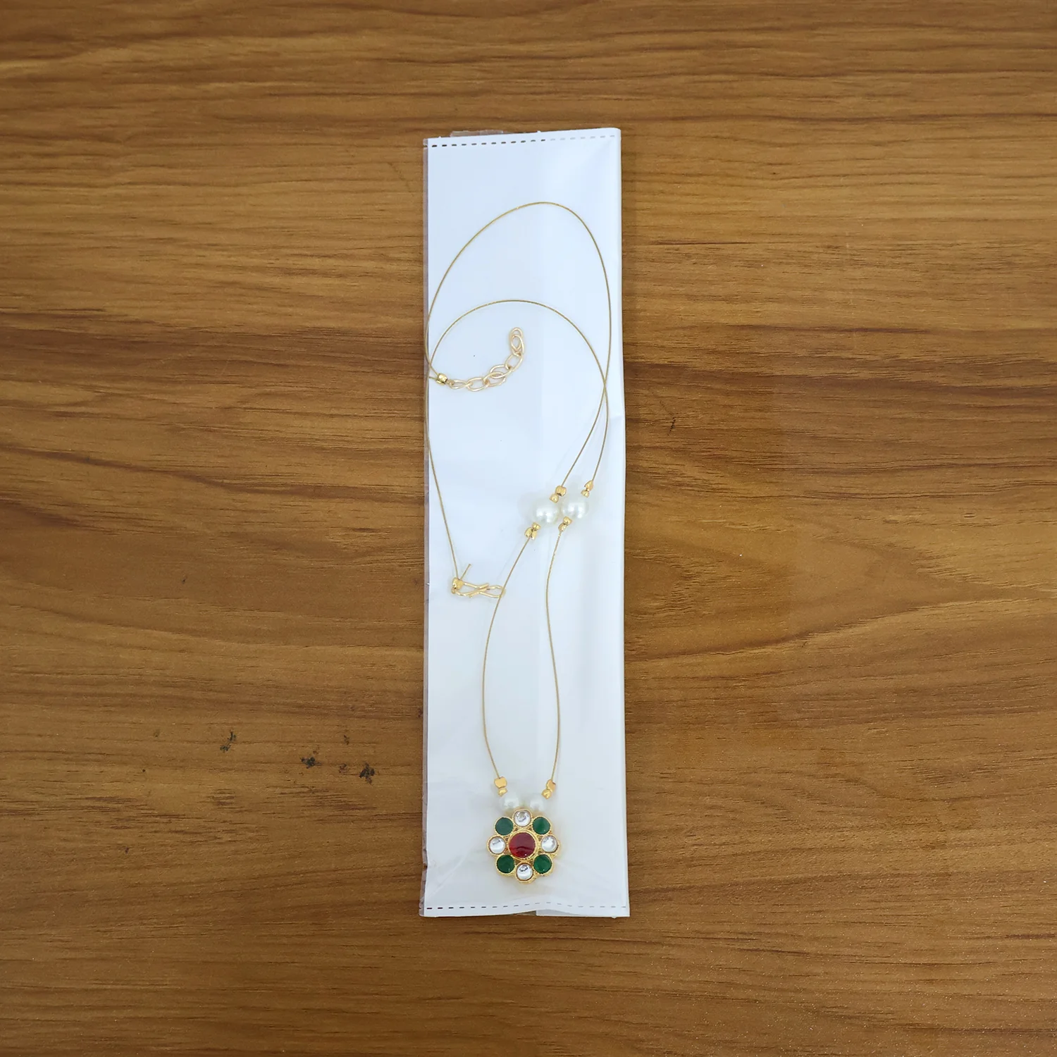 Elegant Traditional Multicolor Stone & Pearl Pendant Chain (1 Pc) - Image 7
