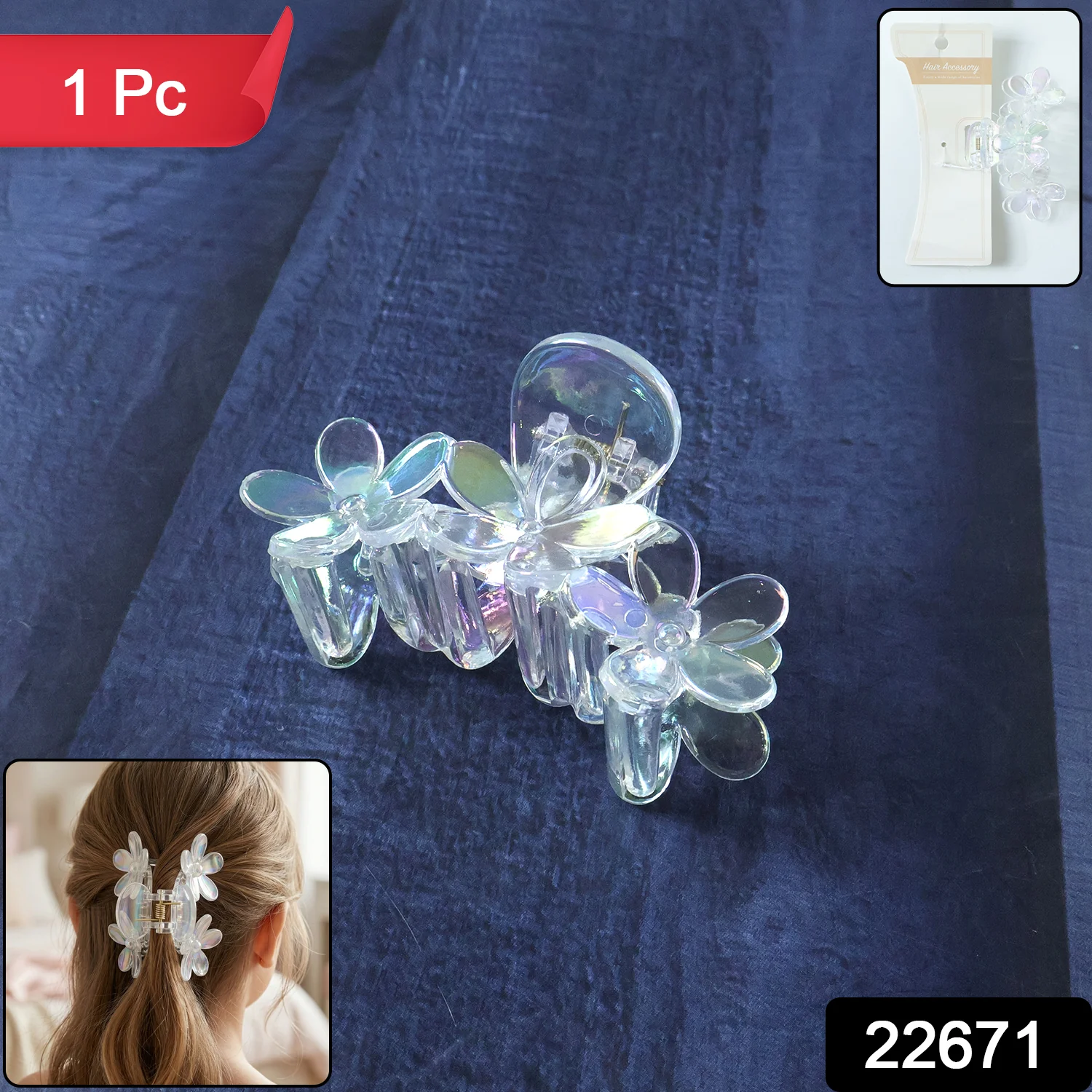 Elegant Transparent Floral Hair Claw Clip (1 Pc) - Image 2