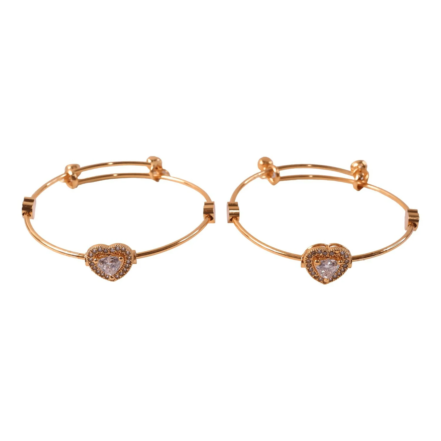Elegant Twin Heart Crystal Adjustable Bracelet Set for Women - Image 5
