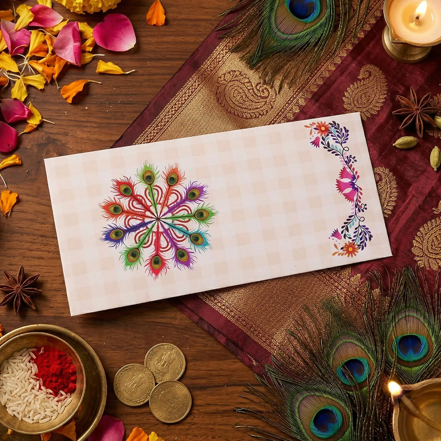 Elegant Wedding Money Envelope Gift Cover with Floral Design Pack of 10 - Image 2
