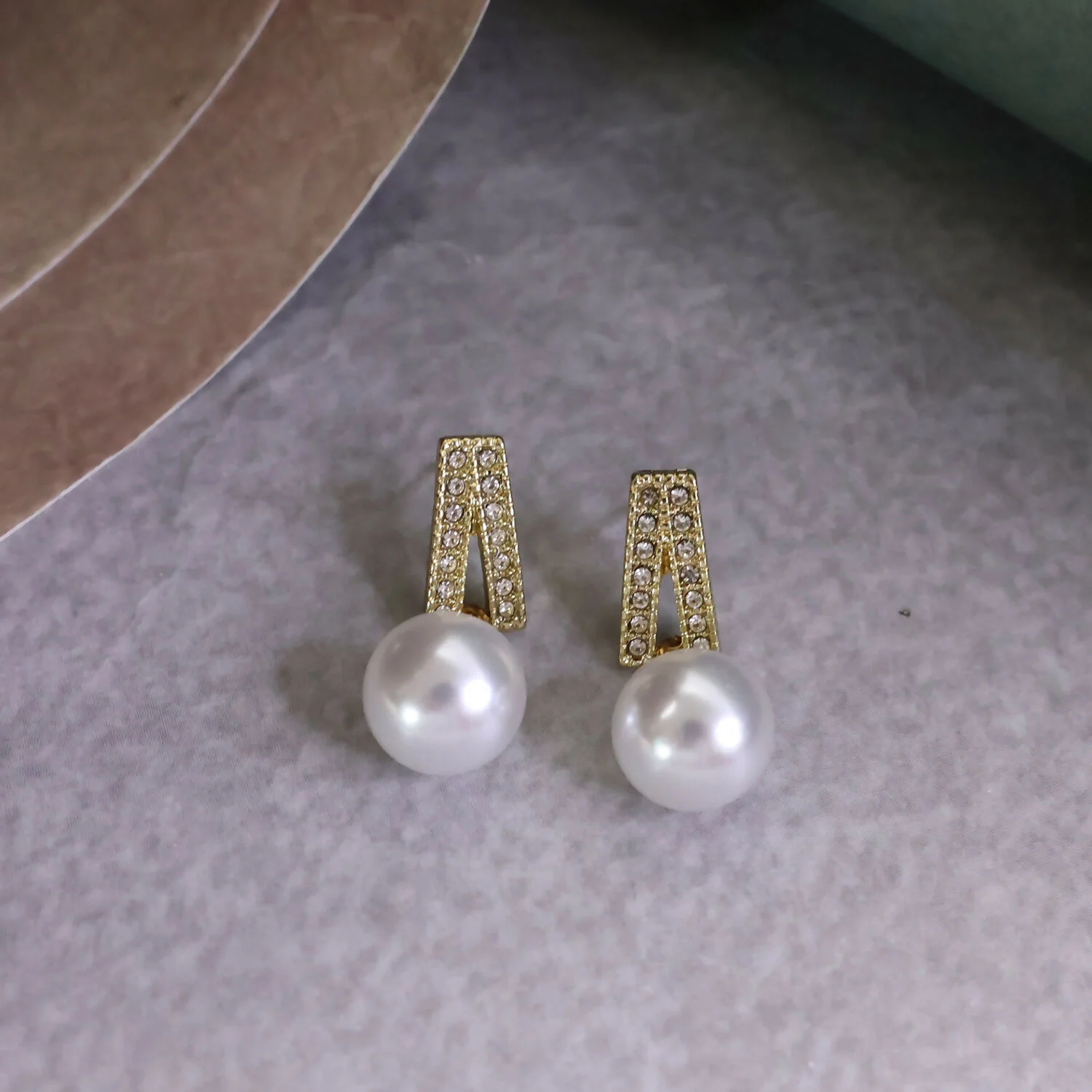 Elegant White Pearl Drop Earrings for Women & Girls – Gold Plated Crystal Designer Dangle Earrings - Image 2