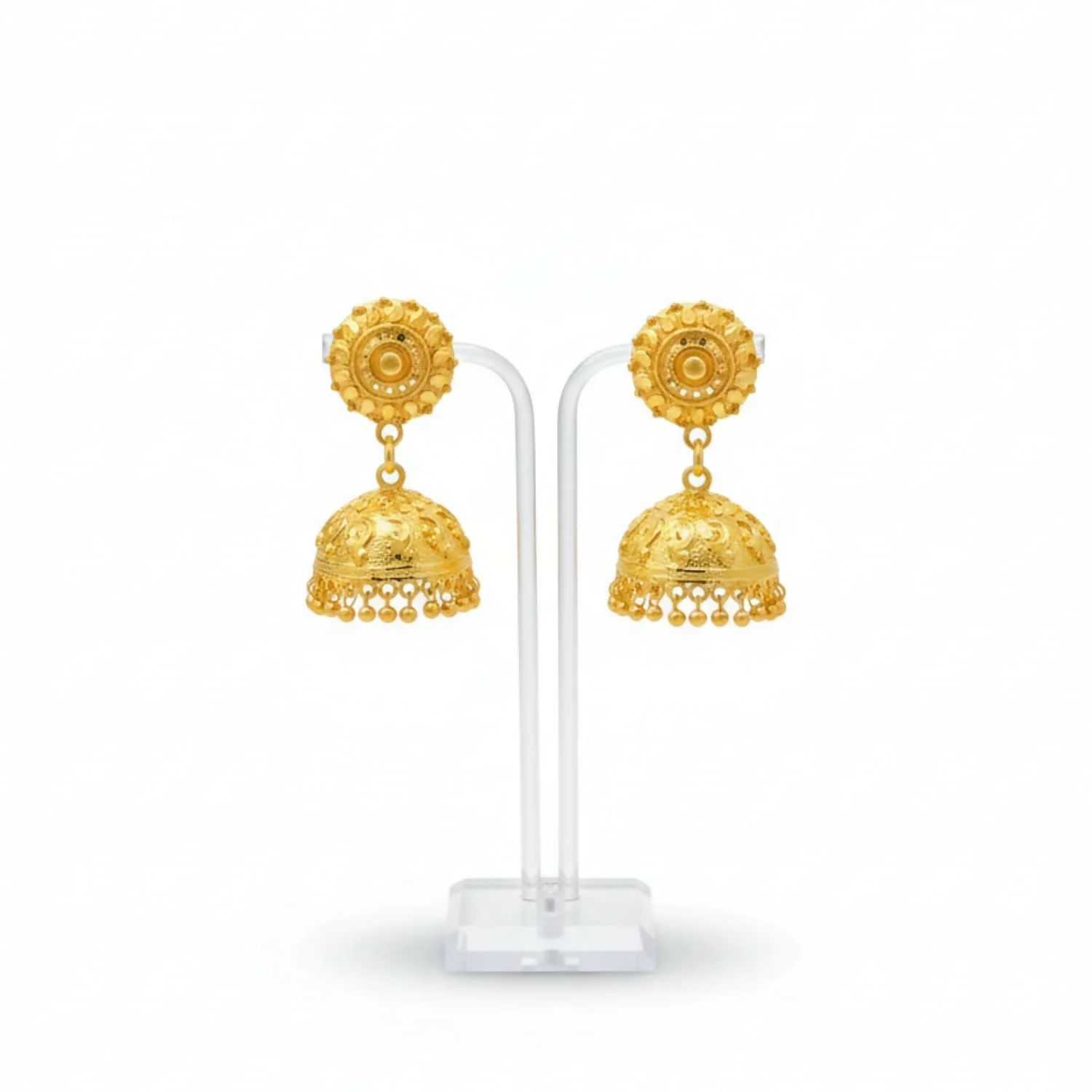 Elegant Golden Jhumka Earrings for Women & Girls – Traditional Fancy Jewellery - Image 4