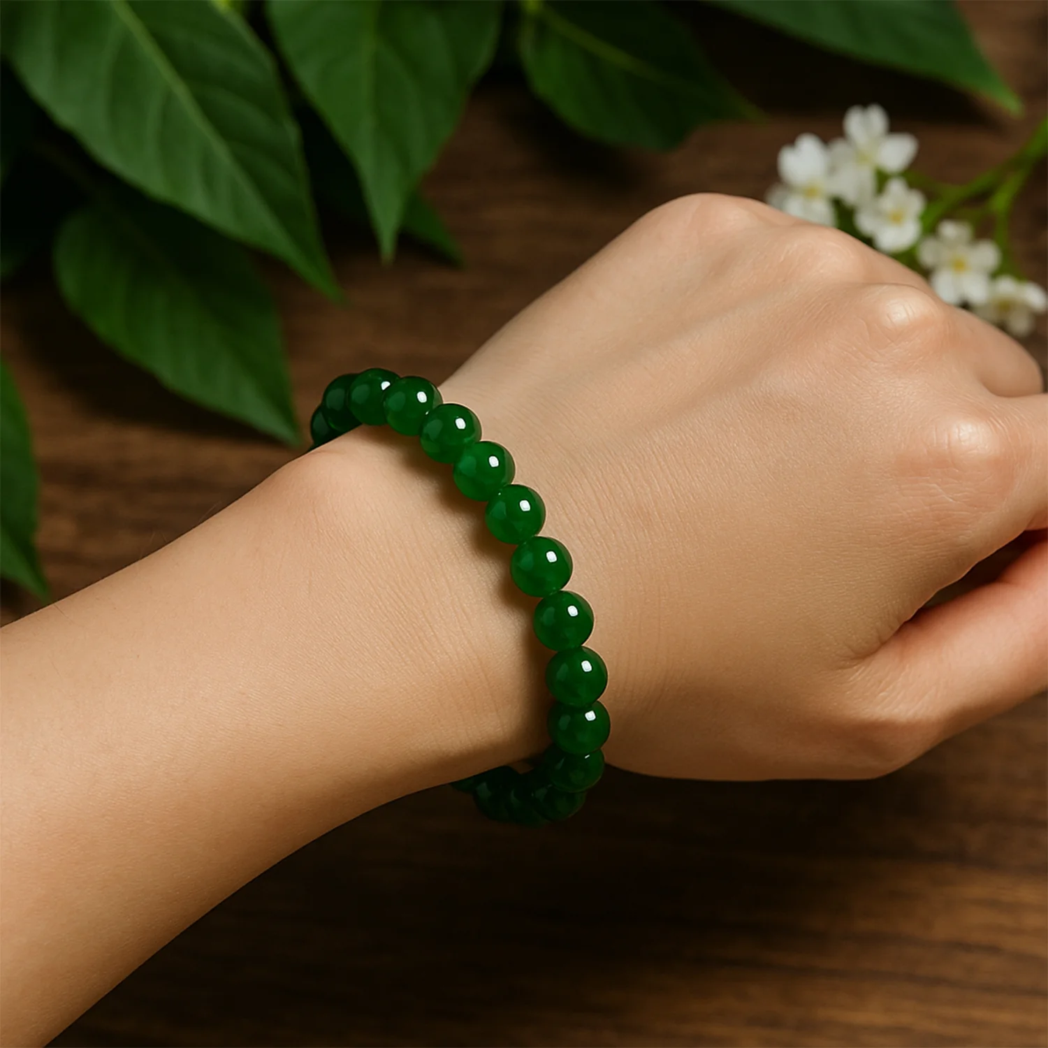 Elegent Green Bead Bracelet With Air-Tight Display Box - Image 4
