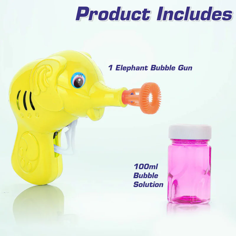 Elephant Bubble Gun for Kids - Includes Bubble Solution - Image 3