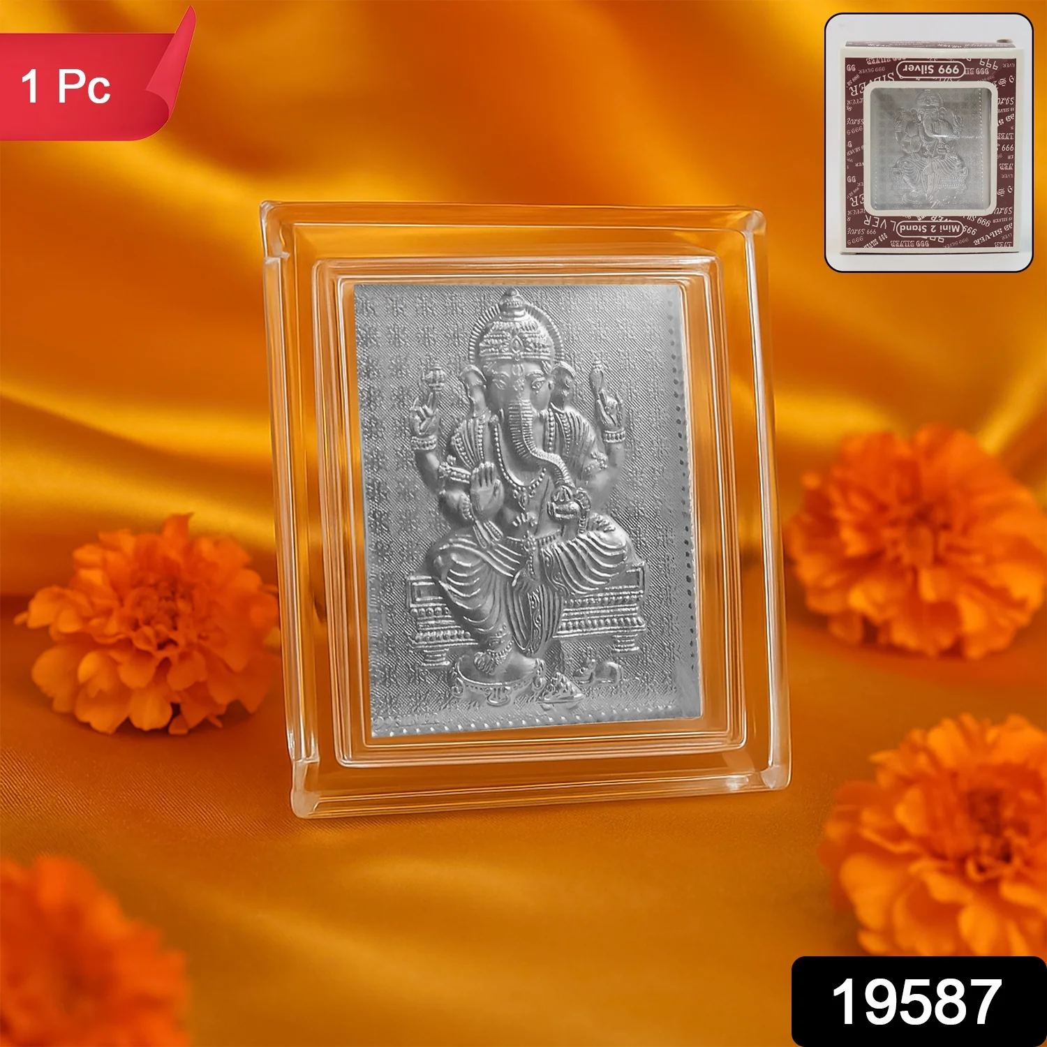 Embossed Silver-Plated Lord Ganesha Photo Frame  (1 Pc) - Image 2