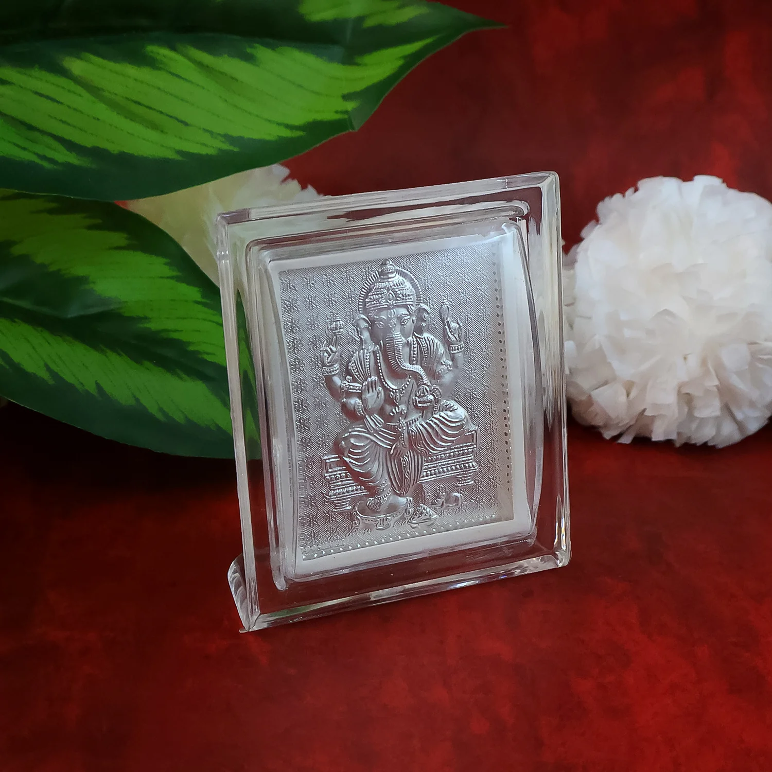 Embossed Silver-Plated Lord Ganesha Photo Frame  (1 Pc) - Image 3