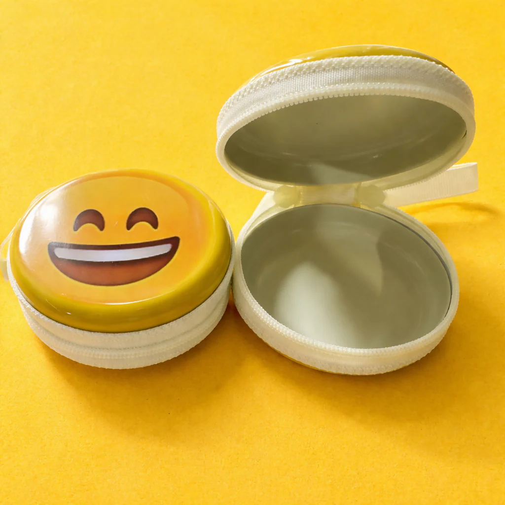 Emoji Print Round Coin Pouch with Zipper & Wrist Strap for Kids and Adults(DESIGN MAY VARY) - Image 3