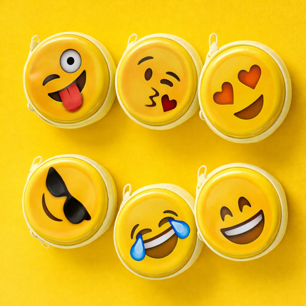 Emoji Print Round Coin Pouch with Zipper & Wrist Strap for Kids and Adults(DESIGN MAY VARY) - Image 4