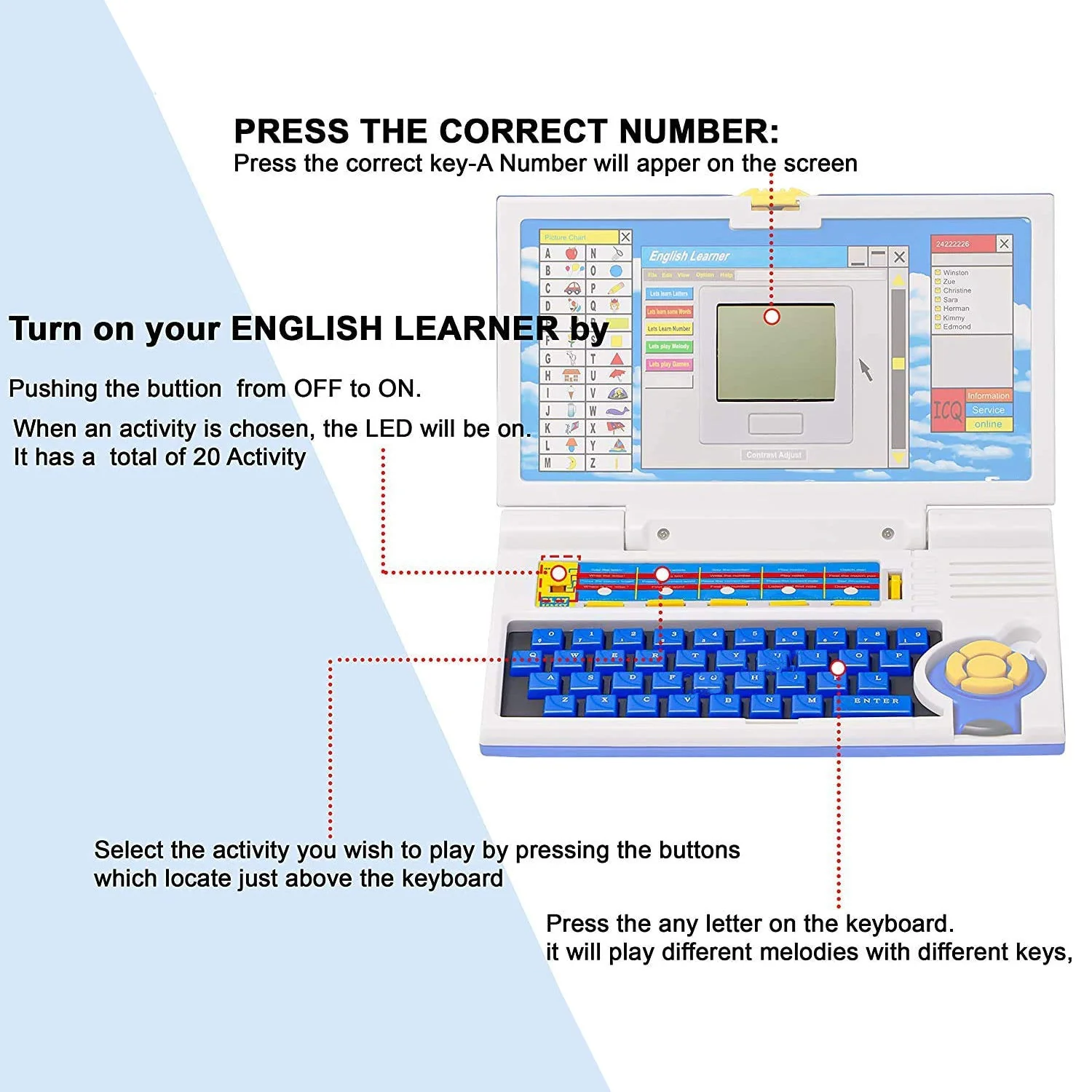 English Learner Educational Laptop Toy – 20 Learning Activities - Image 6