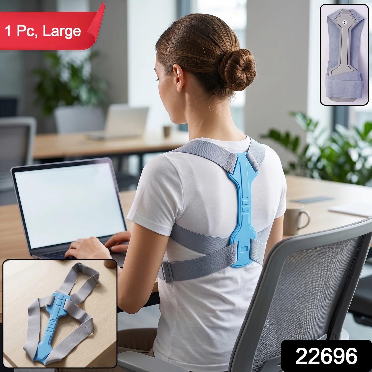 Ergonomic Adjustable Back Posture Corrector Support Belt (1 Pc, Large) - Image 2