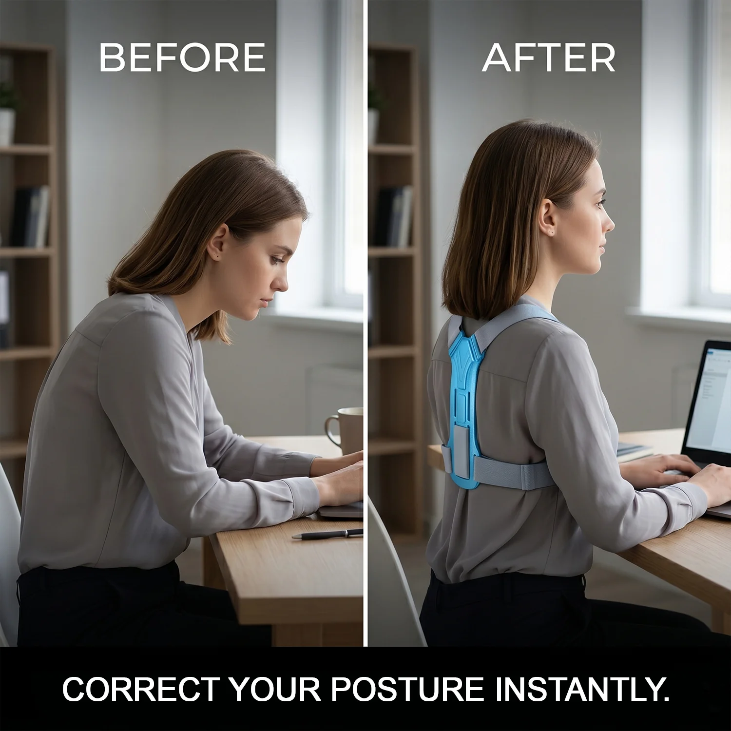 Ergonomic Adjustable Back Posture Corrector Support Belt (1 Pc, Mix Size & Design) - Image 3