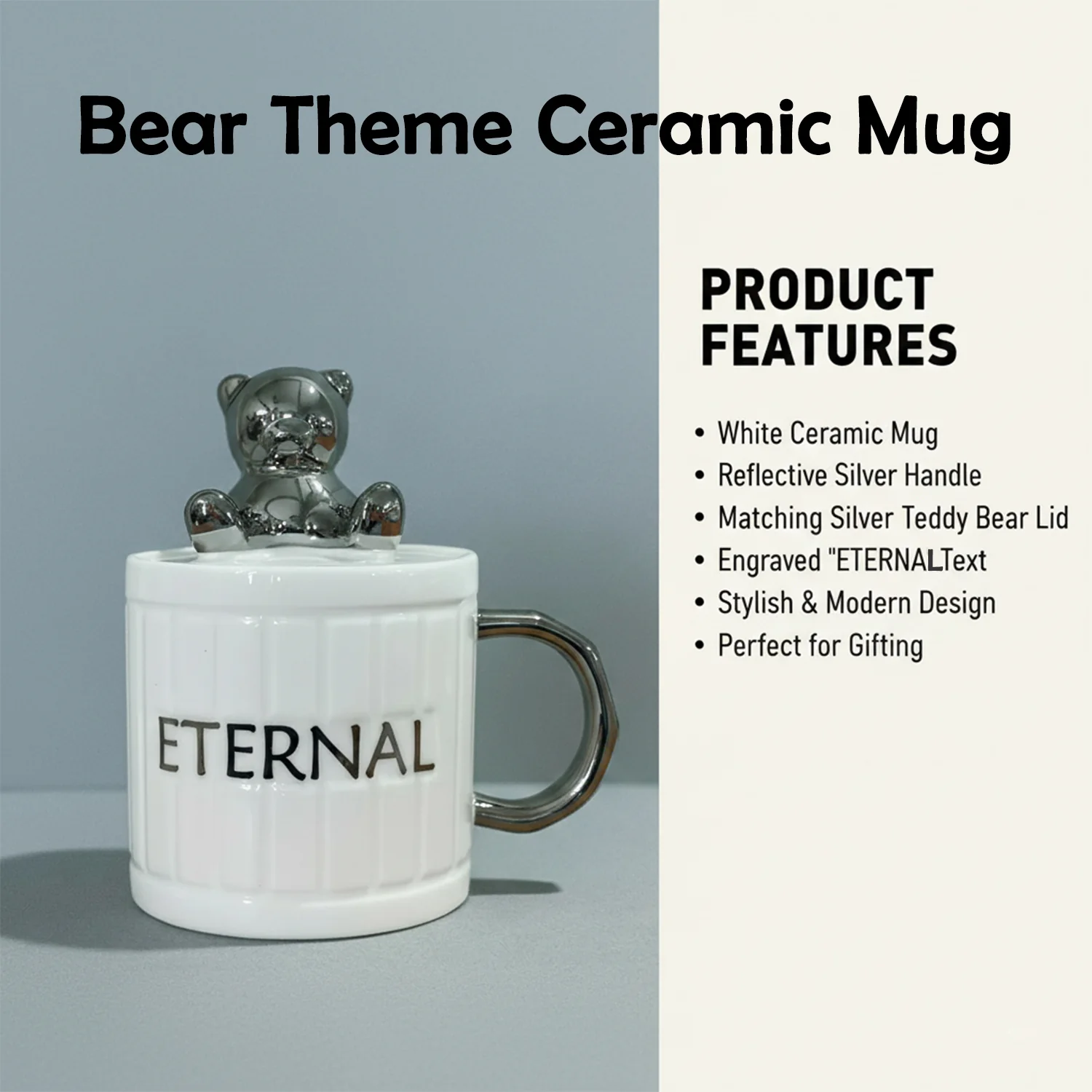 Ceramic Mug with 3D Bear Lid & Metallic Handle – Cute Gift Cup - Image 4