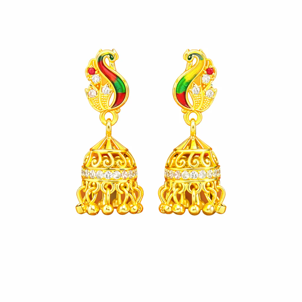 Ethnic Peacock Pattern Drop Earrings - Image 3