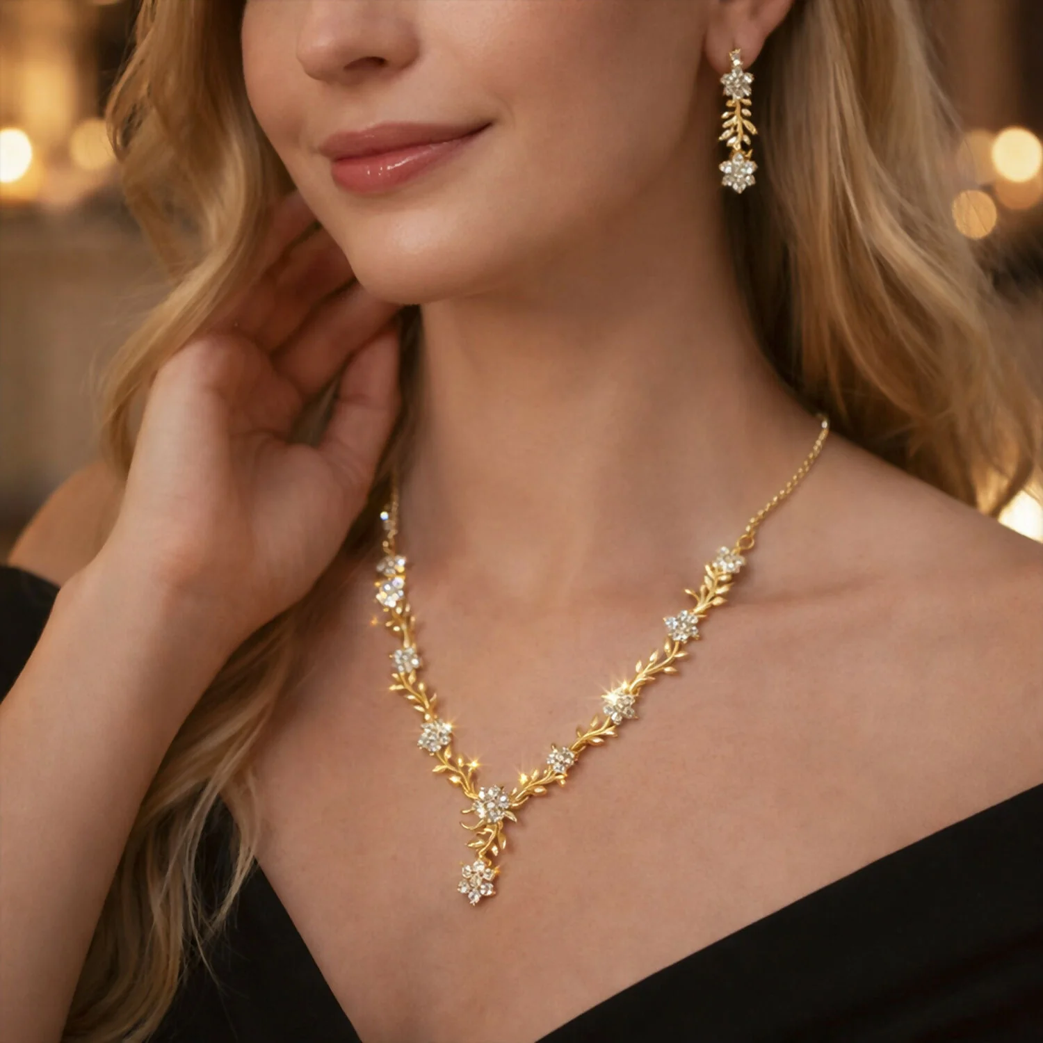 Everlasting Bloom V-Necklace Diamond Necklace - Image 5