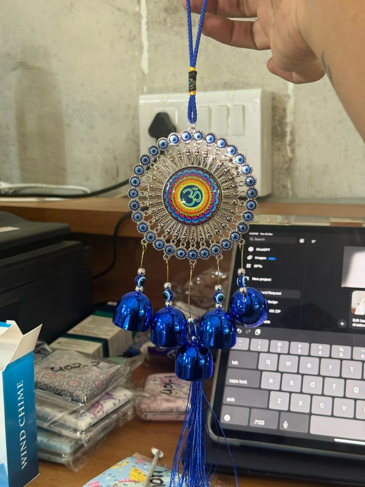 Evil Eye Hanging Decor with Bells & Tassel for Home, Door & Car Protection - Image 5