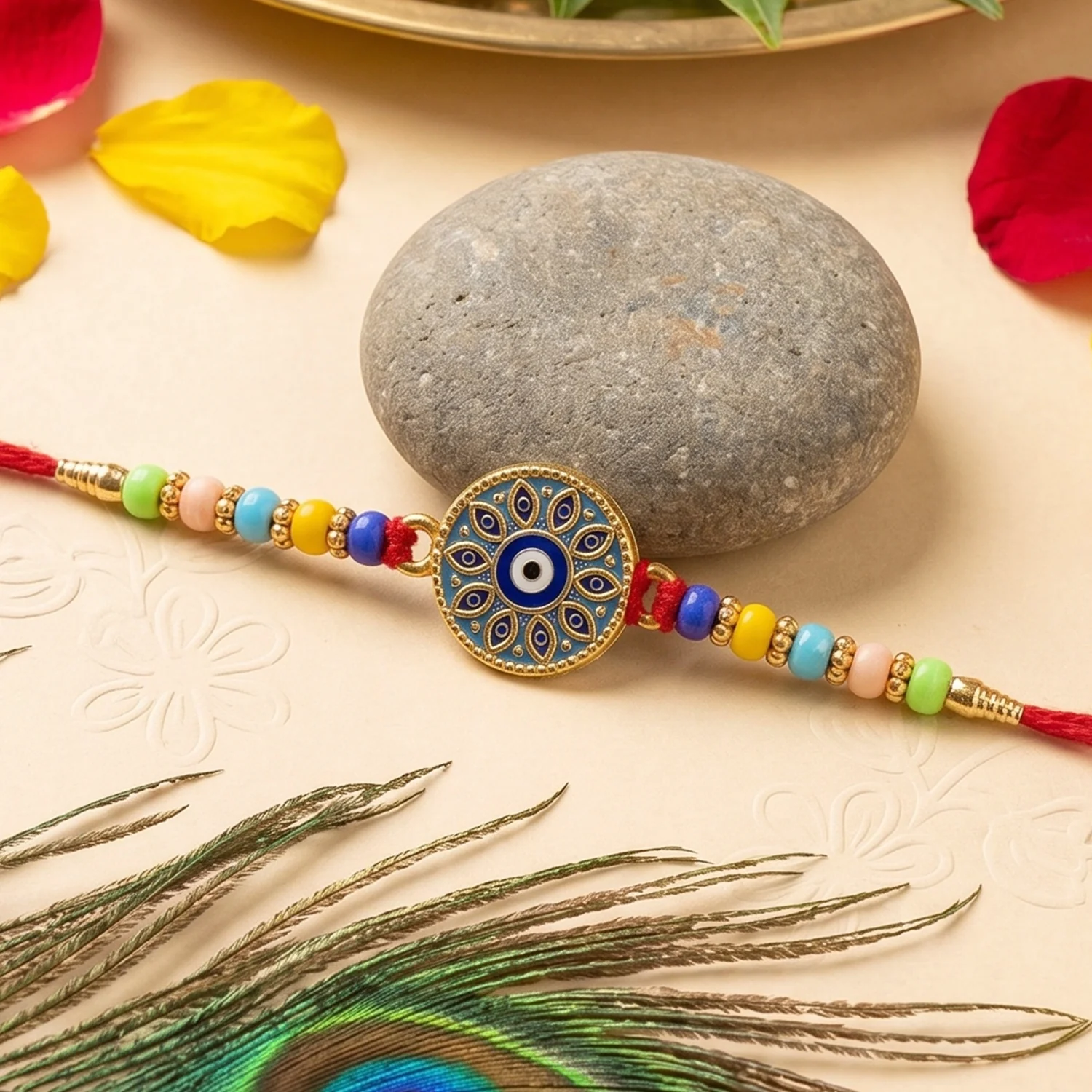 Evil Eye Mandala Round Designer Rakhi - Image 3