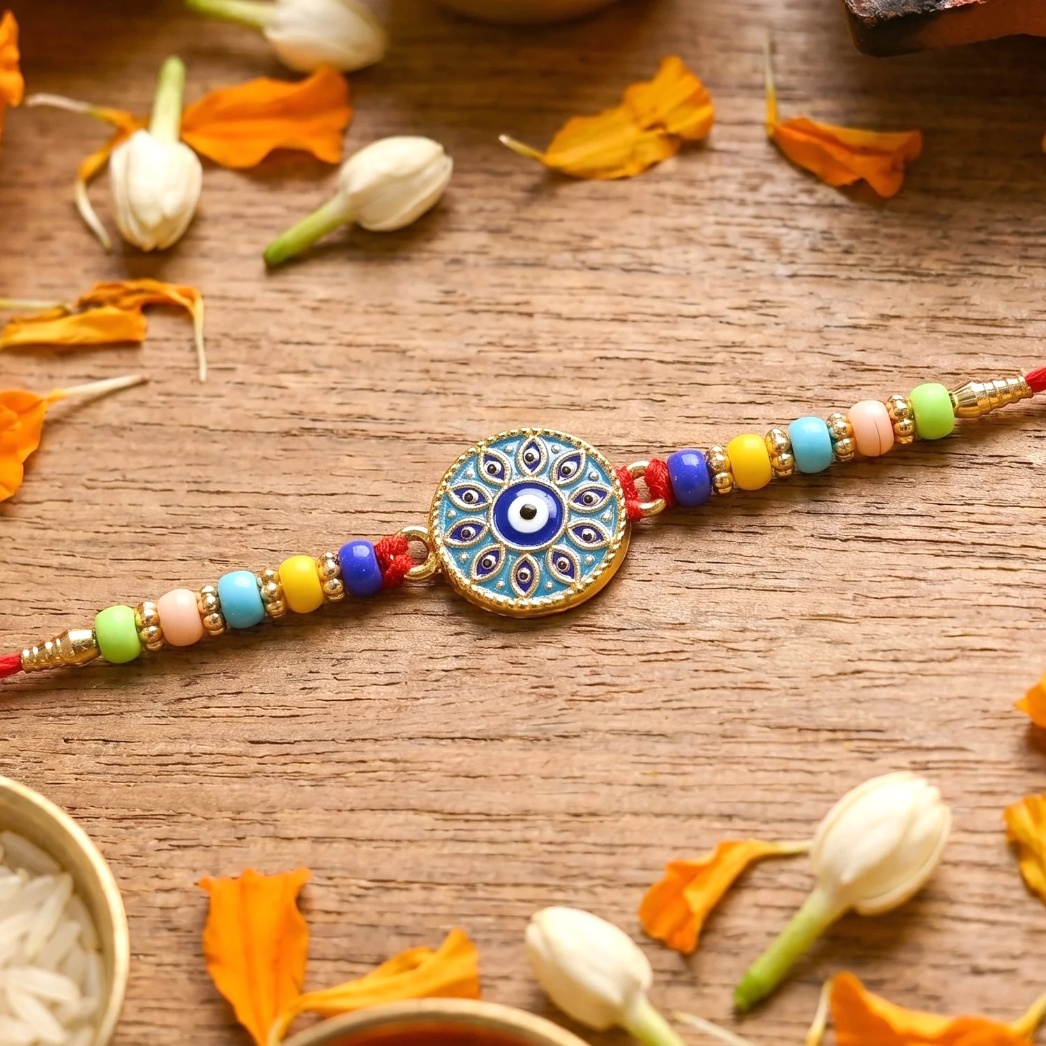 Evil Eye Mandala Round Designer Rakhi - Image 4