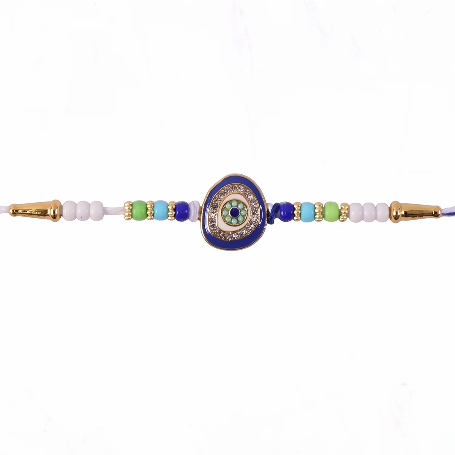 Evil Eye Round Kundan Diamond Rakhi - Image 5