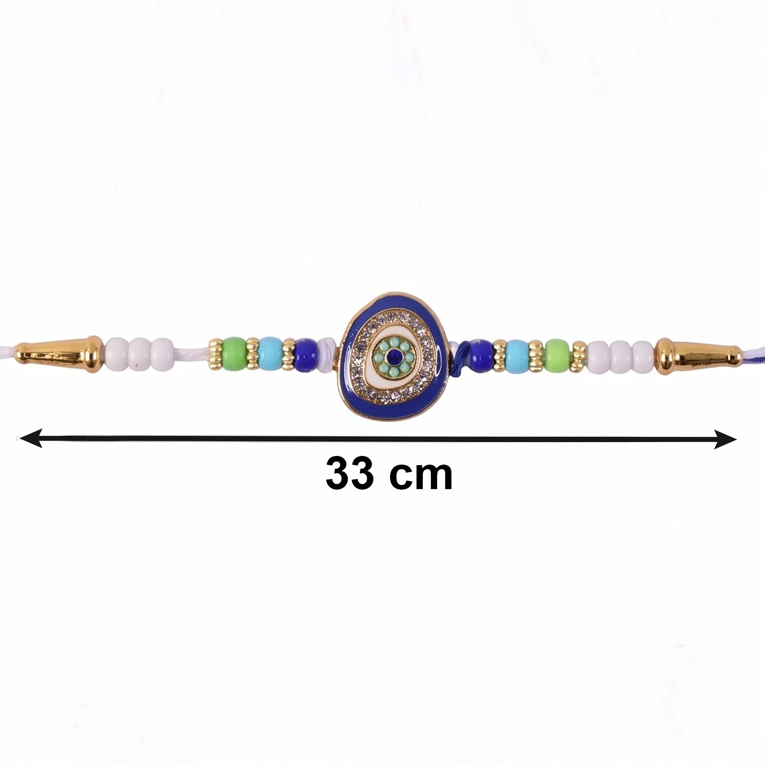 Evil Eye Round Kundan Diamond Rakhi - Image 6