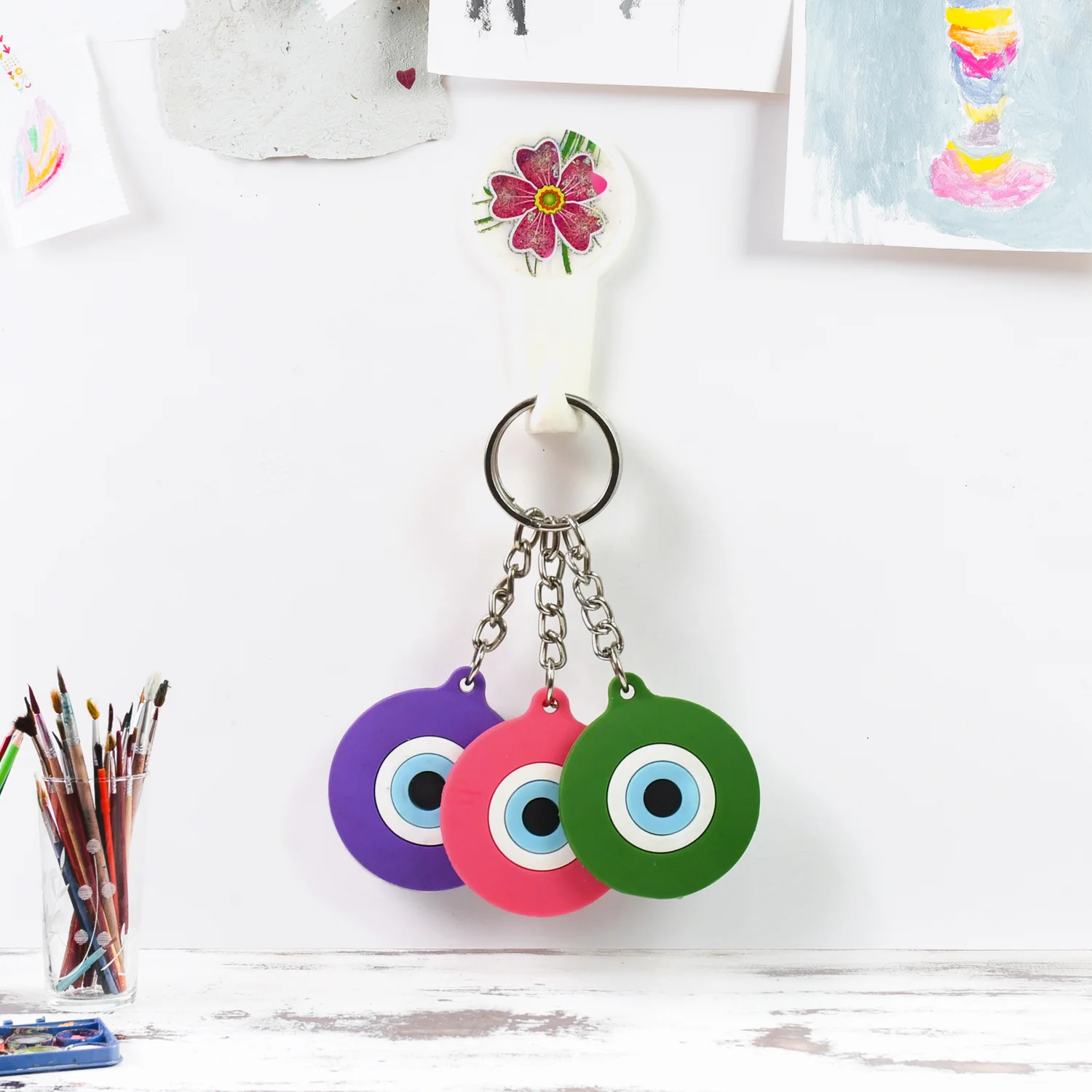 Evil Eye Rubber / Silicone Keychain (1 Pc / Mix Color) - Image 4