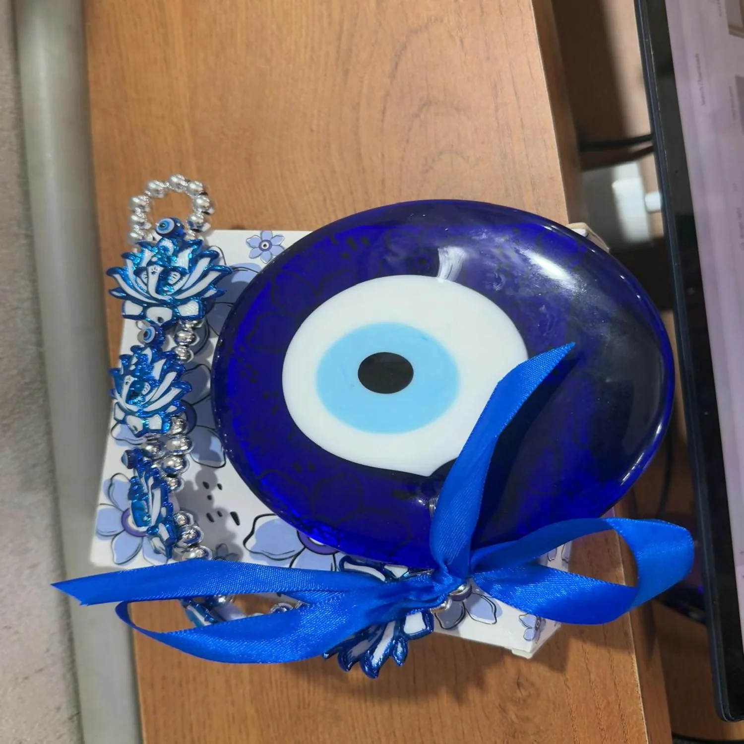 Evil Eye Wall Hanging with Blue Lotus & Om Nazar Battu for Home Office Car Decor - Image 7