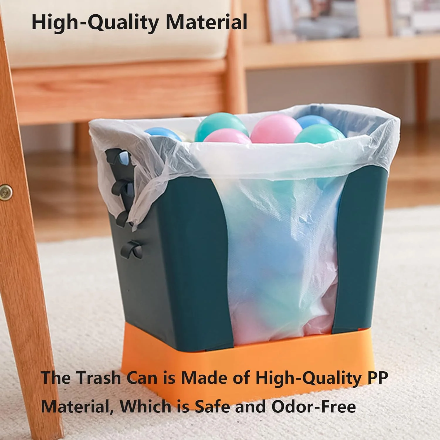 Plastic Garbage Waste Bin with Bag Holder (1 Pc) - Image 4