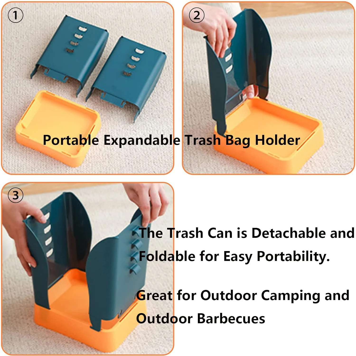 Plastic Garbage Waste Bin with Bag Holder (1 Pc) - Image 7