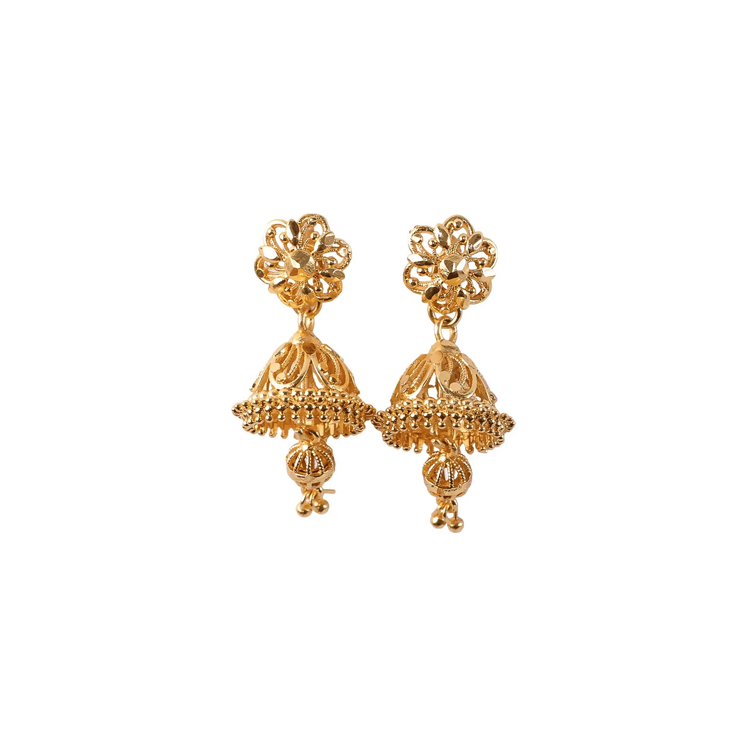 Exquisite Ethnic Gold-Toned Jhumki Earrings for Weddings and Festive Wear - Image 5