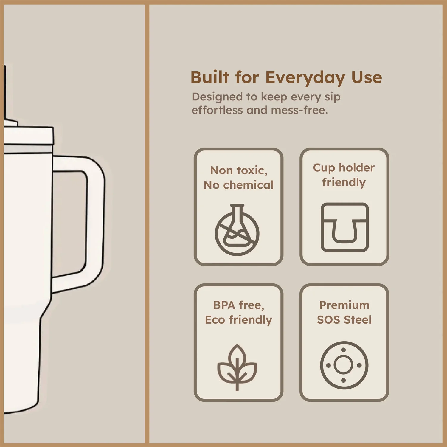 Extra Large Insulated Travel Mug, Tumbler (1200ML - 1 Pc / Mix Color) - Image 7