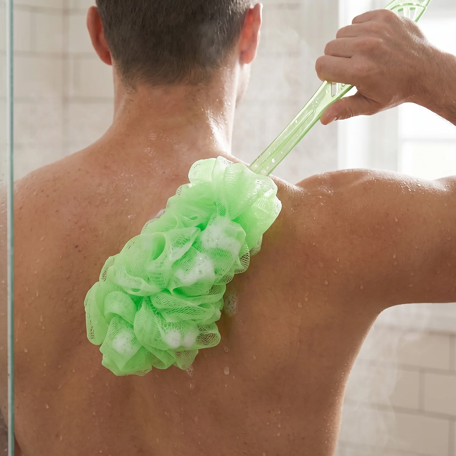 Extra Long Handle Bath Loofah Brush 45 cm Reach Shower Body Scrubber (1 Pc) - Image 3