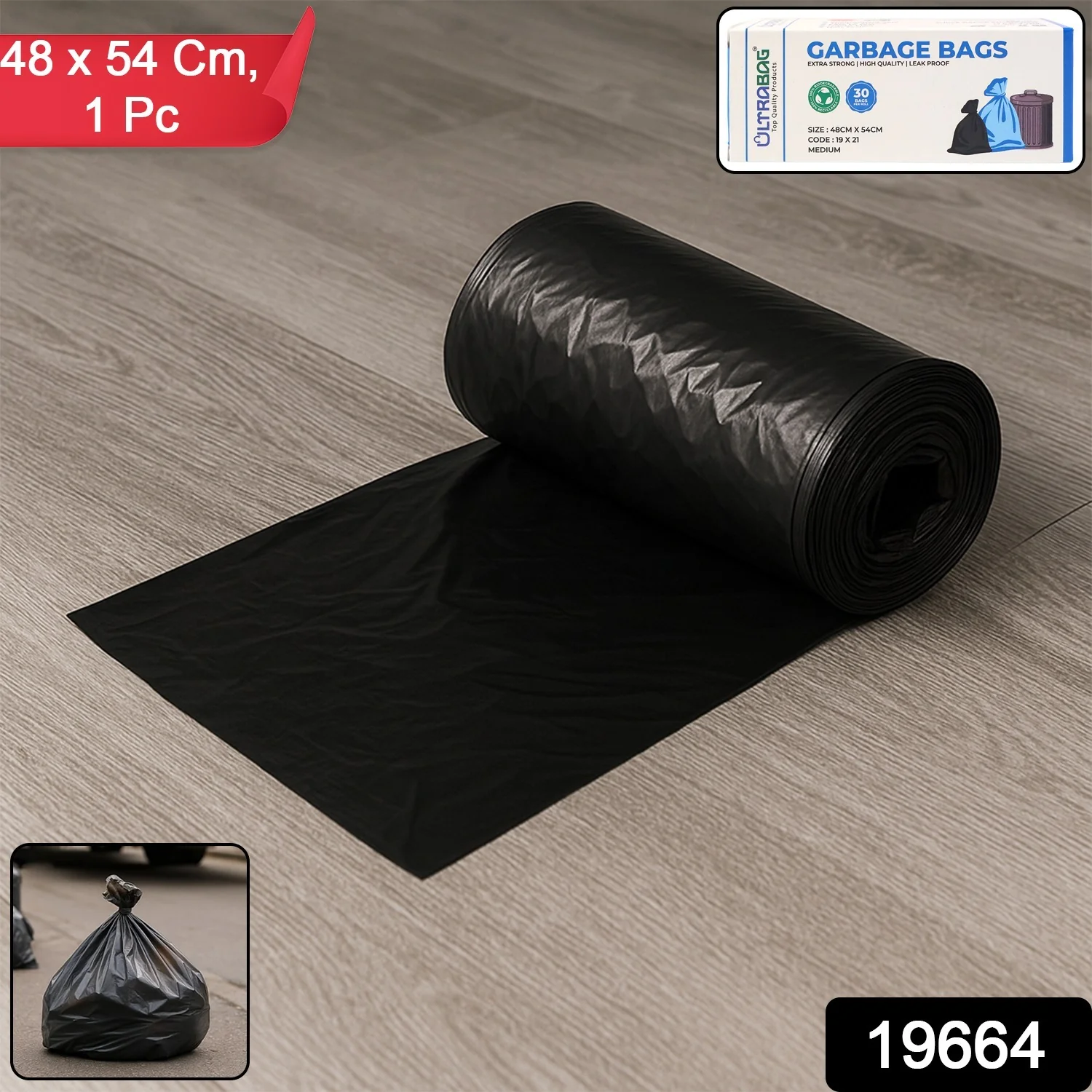 Extra-Strong Garbage Bag Roll (48x54CM / 1 Pc) - Image 2