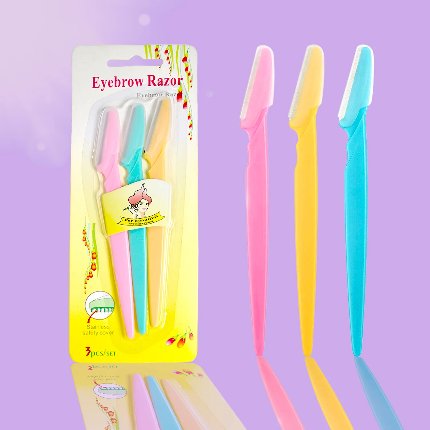Eyebrow Painless Facial Hair Remover Razor for Face, Women and Men (3 Pack) - Image 2