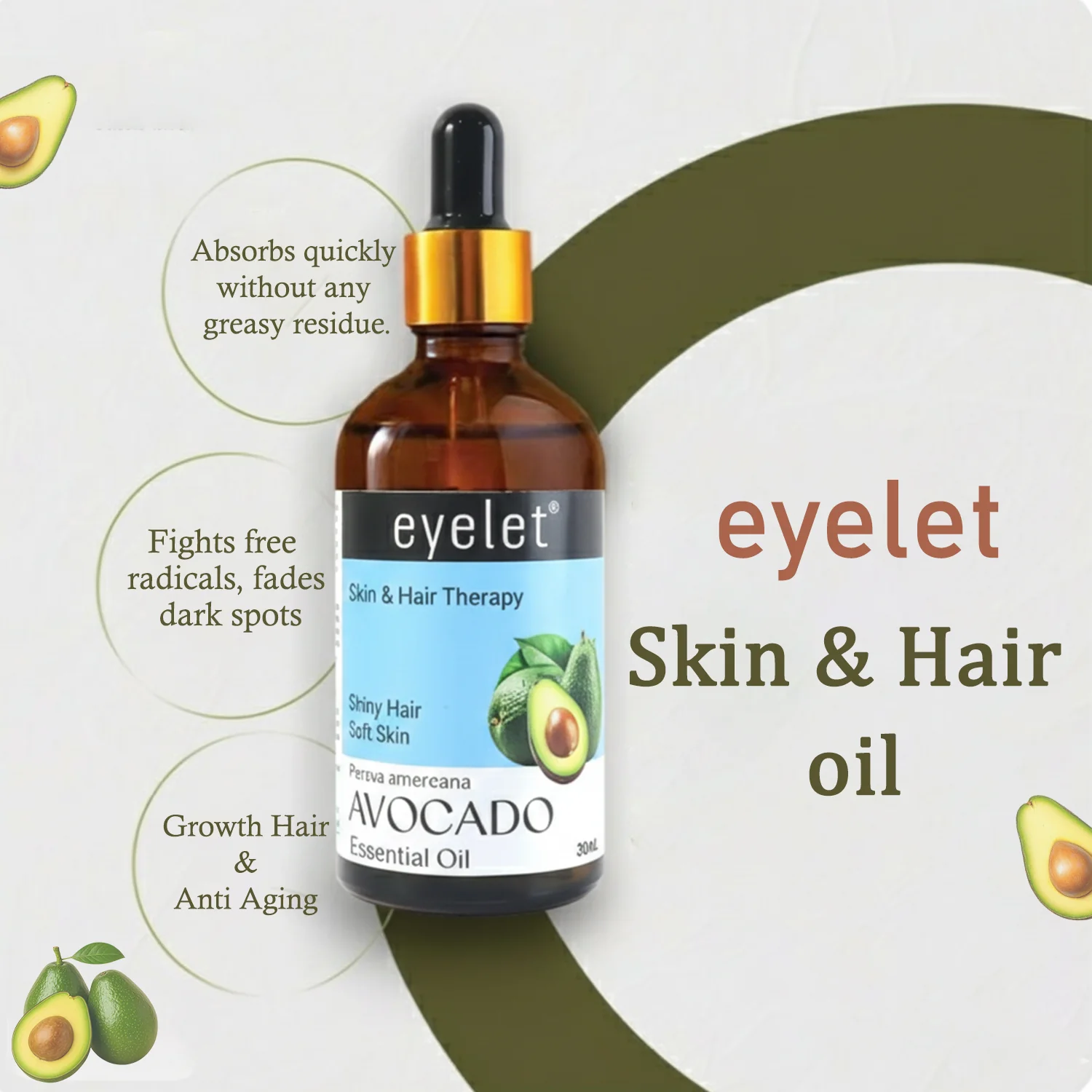 Eyelet Avocado Essential Oil for Soft Skin & Shiny, Conditioned Hair – 30ML - Image 4
