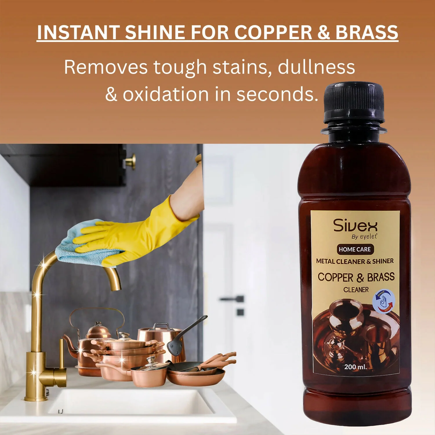 Eyelet Copper & Brass Cleaner Home Care Metal Cleaner & Shiner (200ML) - Image 2