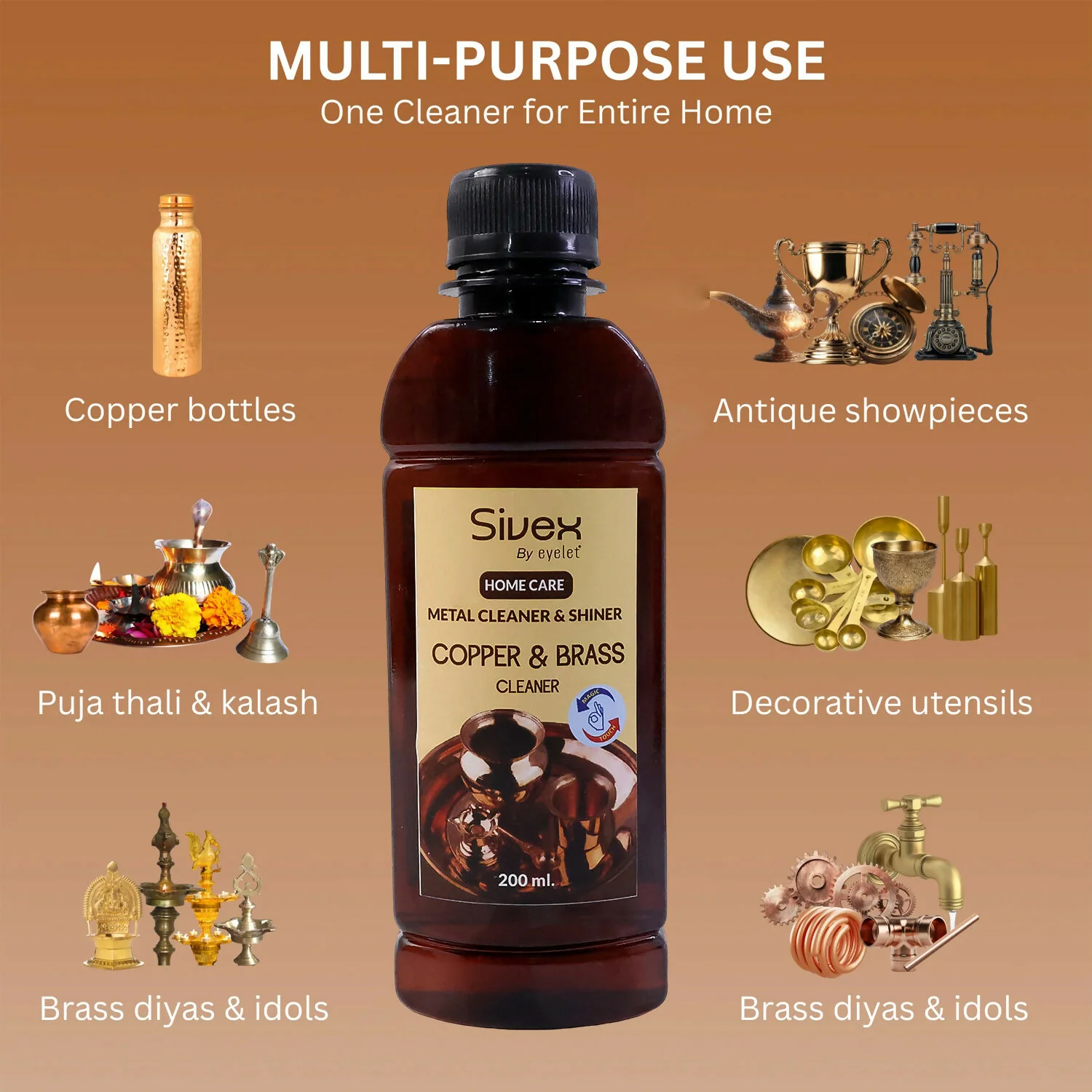 Eyelet Copper & Brass Cleaner Home Care Metal Cleaner & Shiner (200ML) - Image 3