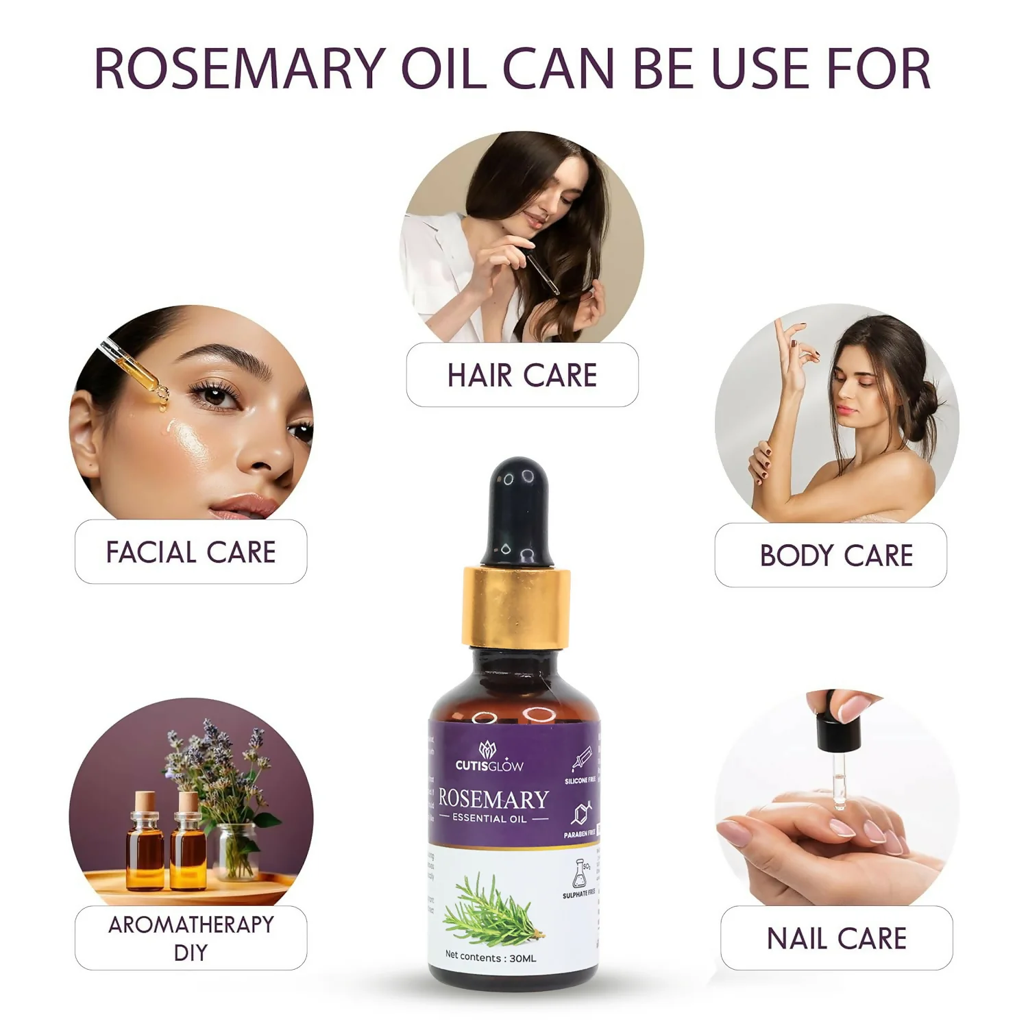 Eyelet Rosemary Essential Oil 30ml – Natural Oil for Hair Growth, Scalp Care - Image 3