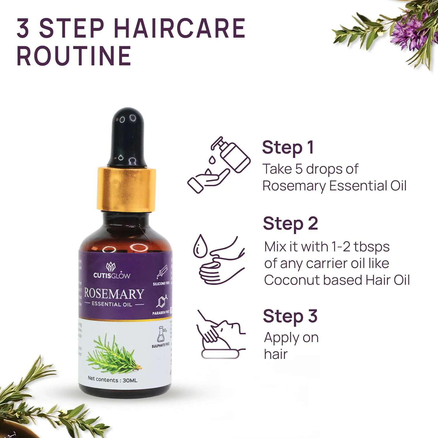 Eyelet Rosemary Essential Oil 30ml – Natural Oil for Hair Growth, Scalp Care - Image 6