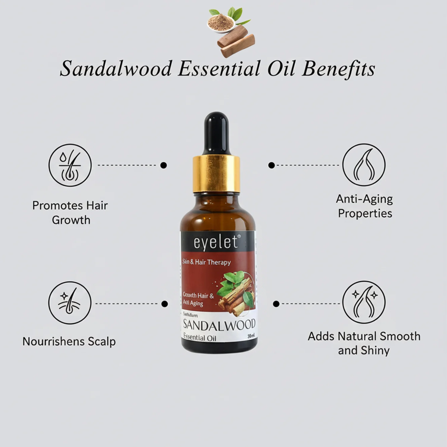 Eyelet Sandalwood Essential Oil for Smooth Skin & Natural Calmness – 30ML - Image 4