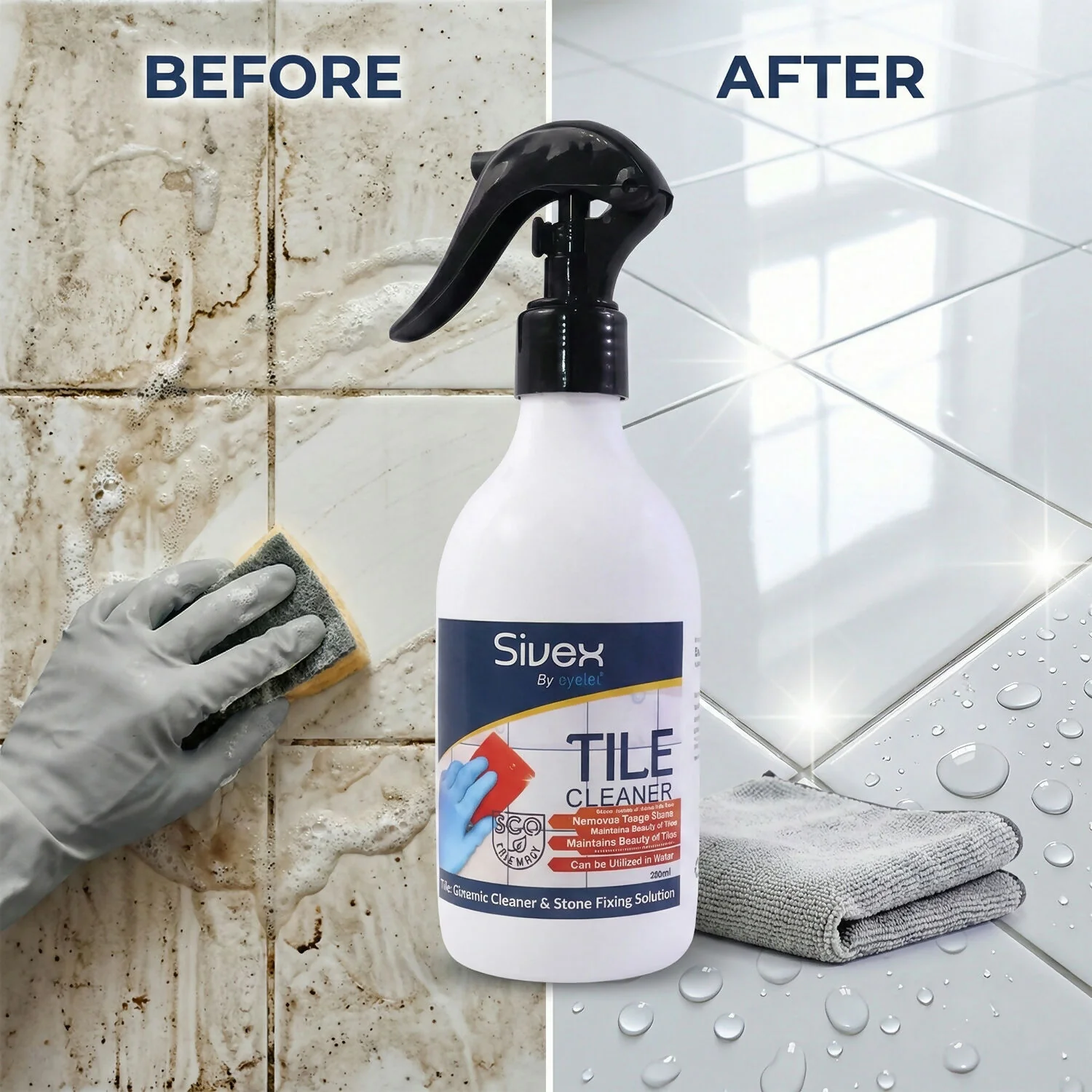 Eyelet Tile Cleaner Liquid for Floor & Wall Tiles Tough Stain Remover for Bathroom, Kitchen (300Ml) - Image 4