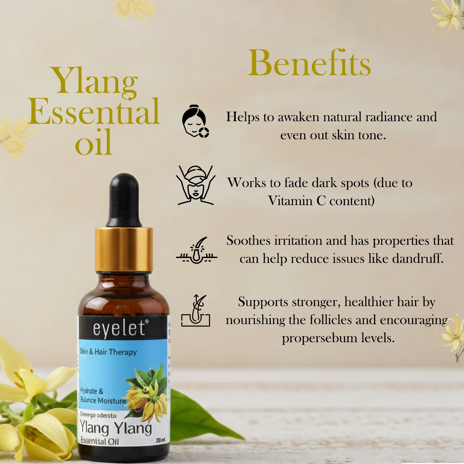 Eyelet Ylang Ylang Essential Oil Natural Skin & Hair Therapy Oil for Hydration - Image 4